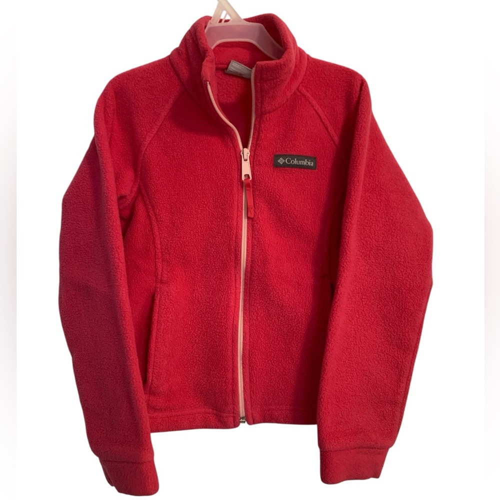 COLUMBIA Hot Pink Zip Fleece Jacket Size XS 6/6X Full Zip up activewear